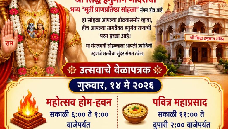 हिमायतनगरातील रुक्मिणीनगर येथे श्री सिद्ध हनुमान मंदिरात मूर्ती प्राणप्रतिष्ठा सोहळा
